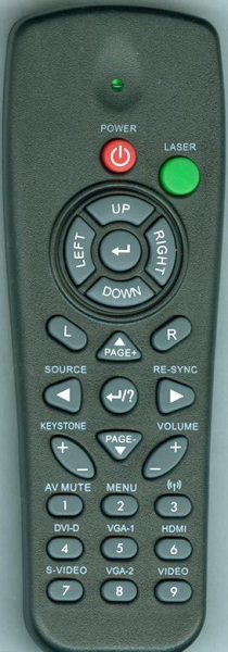 Replacement remote for Optoma TW766W TW675UST-3D
