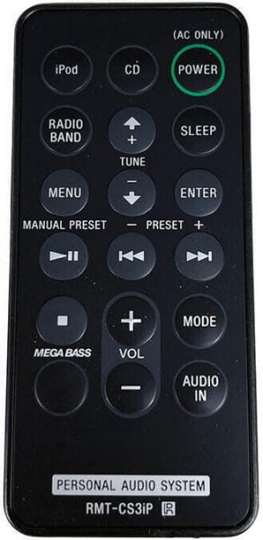 Replacement remote for Sony ZS-S3IPN