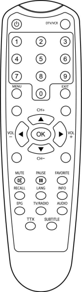 Replacement remote control for United DVBT9080