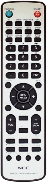 Replacement remote control for Nec P801