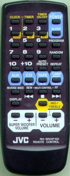 Replacement remote control for JVC RV-DP100