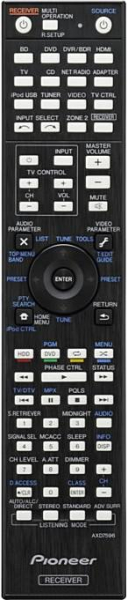 Replacement remote for Pioneer VSX1020K, 8300759500010IL, AXD7615