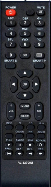 Replacement remote control for Mystery MTV-3209W(V1.0)