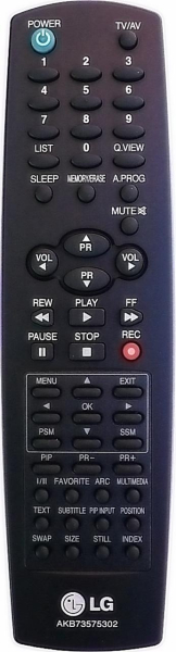 Replacement remote control for LG 26LX2R-TE
