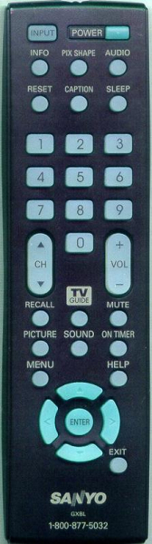Replacement remote for Sanyo DP32649, GXBL, 1AV0U10B48000