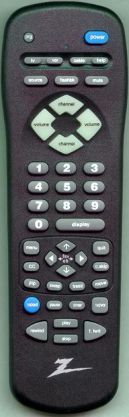 Replacement remote for Zenith IQB55M90W, B60M88W, IQB55M92W, 1QB60M90W