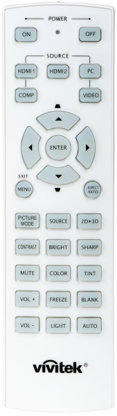 Replacement remote control for Vivitek H1180HD
