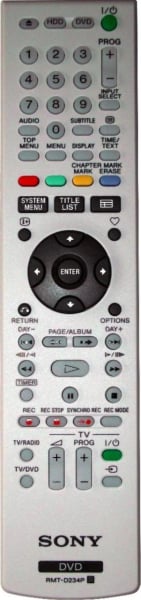 Replacement remote control for Sony RMT-D234P-LW
