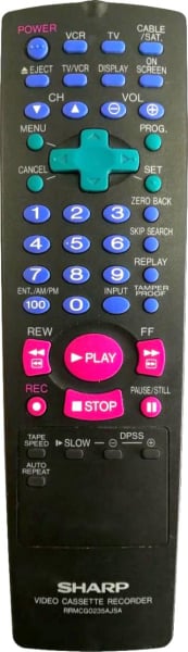 Replacement remote for Sharp VCH986U VCH992 VCH992U VCH992UA VCH993 VCH993U VCH994