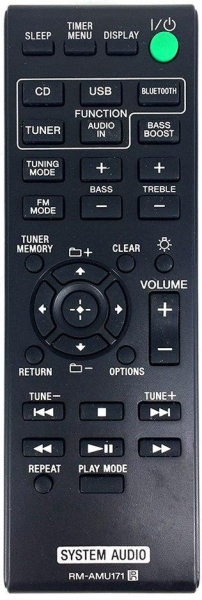 Replacement remote control for Sony CMT-SBT100B