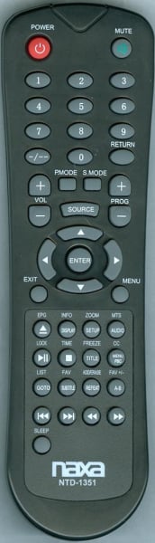Replacement remote for Naxa NTD2252, NTD1952, NTD1351, NTD1552