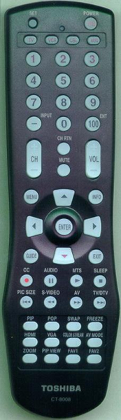 Replacement remote for Toshiba 42HM66, CT8008, 75003773