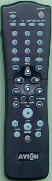 Replacement remote for Avion 312814716731, AVDVR100, DVR100