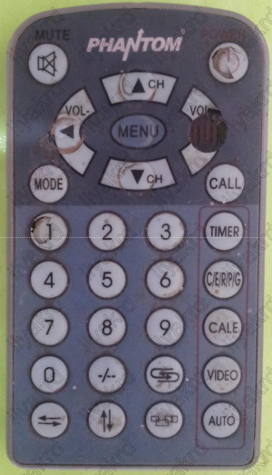 Replacement remote control for Phantom TV-1 4B1