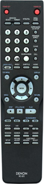 Replacement remote control for Denon RC-972