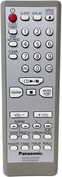 Replacement remote control for Panasonic N2QAYB000269