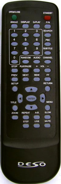 Replacement remote control for Deso DVD-2801